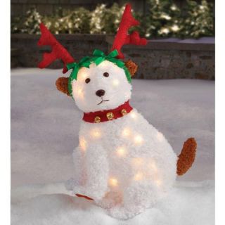   Lighted Holiday Dog Wearing Antlers Christmas Holiday Outdoor Decor
