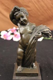 Bronze Victorian Children Figurine Statue Bookend Deco Sculpture Art