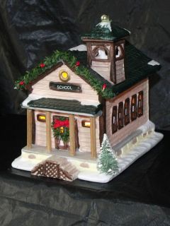 Christmas Valley Village Style Porcelain Lighted School House
