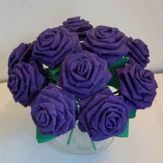 Origami paper flower 12 purple rose home decor party favor special