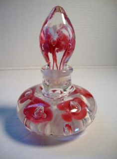  glass pink perfume bottle paperweight made by and marked joe st clair