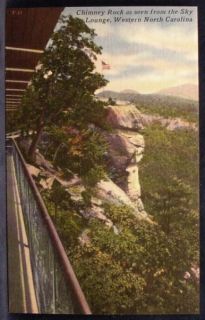 Chimney Rock Sky Lounge Western North Carolina NC Linen Postcard