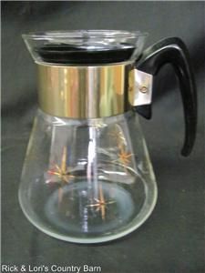  MID CENTURY RETRO CORNING WARE GLASS HEAT PROOF STOVE TOP COFFEE POT