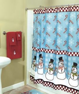  New Snowman Festive Holiday Winter Decor Party Bathroom Shower Curtain