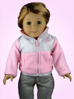 Pink Fleece Nylon Jacket Fit American Girl 18 Dolls