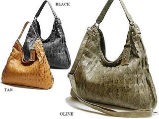 New Chocolate New York Stone Washed Layered Pedal Hobo Bag Olive