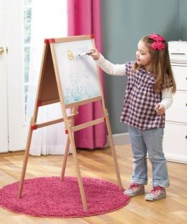NEW Childs Sturdy Portable 2 in 1 Wooden Art Easel Chalkboard Dry