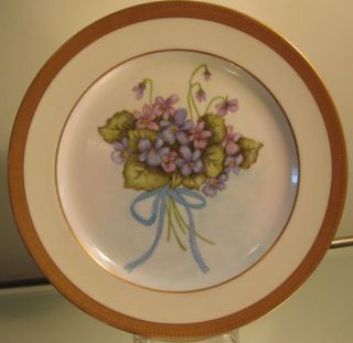 1914 Lenox Violets Pansies 9 Gold Encrusted Rim Plate for Bailey