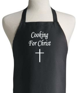 Cooking For Christ Christian Black Kitchen Aprons