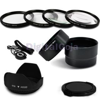 58mm Accessory Lens Hood Close Up Filter Adapter Tube for Canon G10