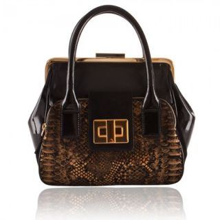 Authentic Braccialini Clio Small Handbag in Genuine Black Leather Best