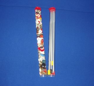 Two Clear Plastic Tubes   Knitting Needles/Buttons/Beads Holder