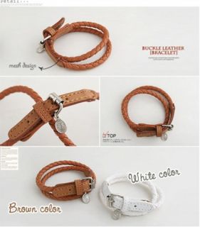  Colorful PU Leather Braided Fabric Bracelet Fashion Jewel 0108