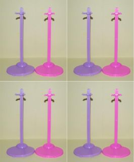 New 8 Pcs Barbie Doll Display Stand （Pink Purple）