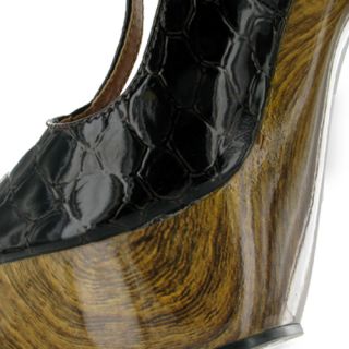 N60 New Womens Brown Platform Snake Print Shoes Size 7
