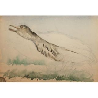 Vintage Impressionist Watercolor Painting Bird Signed