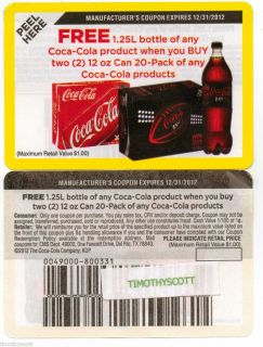  Coke 1 25L Bottle WYB 2 Coca Cola 20 Pack 12 oz Cans 12 31 2012