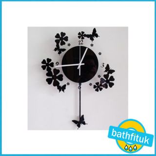 Fashion Mute Quartz Wall Clock Butterfly Decorating Swing Mute New
