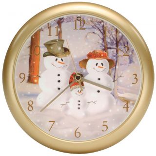 CLOCKS WITH SOUNDS Wall Clock Musical Snowmen Christmas XMAS8022 SNOW