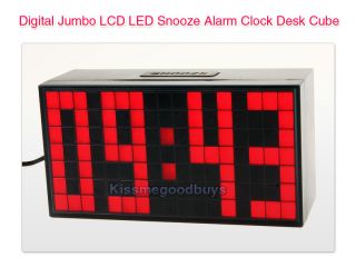 New Digital Jumbo Red LED Snooze Alarm Clock Date Cube