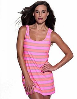 Coco Rave Pink Stripe Tank Swimsuit Cover Up Dress M Medium NWT NEW $