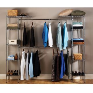 Chrome Expandable Closet Organizers Eight Shelves Two Hanging Rods