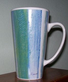  Blue White Green Abstract Stripe 16 Ounce Coffee Tea Latte Mug