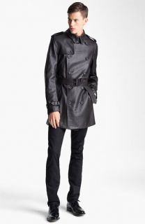 Burberry London Leather Trench Coat & Straight Leg Jeans