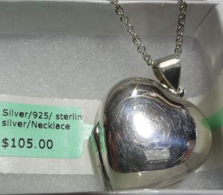 925 Sterling Silver Heart Locket Opens to 4 Leaf Clover