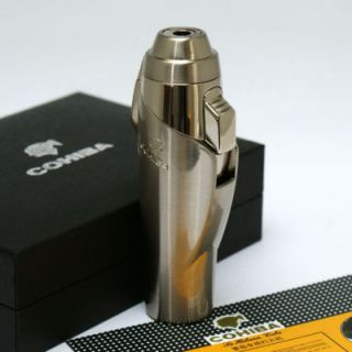 COHIBA 3 torch flame cigar lighter with cigar punch Silver COB08