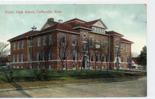  Kansas Postcard Coffeyville Public High School