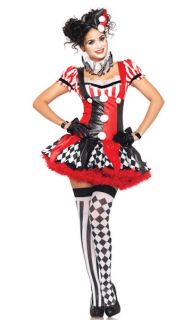 Leg Ave 3 PC. Harlequin Clown Burlesque Halloween Costume, Free Thigh