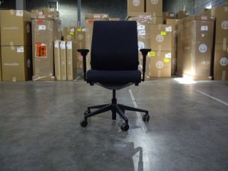 Steelcase Leap Chair with Black Leather on Platinum Fully Loaded
