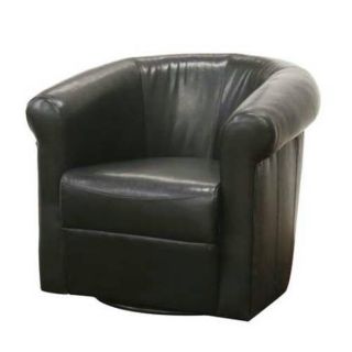  Interiors Julian Black Faux Leather Club Chair With 360 Degree Swivel