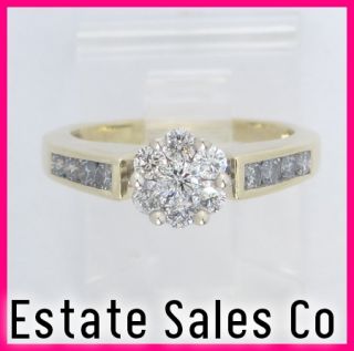 bidding on 14kyg round diamond cluster wedding engagement ring 65ct