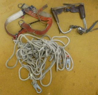 Climbing Equipment Harness Metal Spurs and Rope