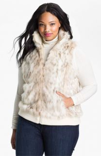 Ellen Tracy Faux Snow Leopard Fur Vest (Plus)
