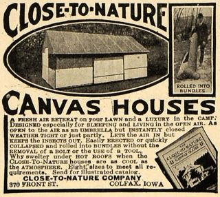 1917 Ad Colfax Iowa Canvas House Camping Bundle Tent Original
