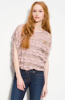 Free People Country Fair Sheer Lace Stripe Blouson Top