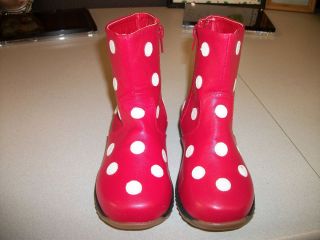 NEW SIZE 9 PUDDLE JUMPER SHOES BOOTS RED W/ WHITE POLKA DOTS