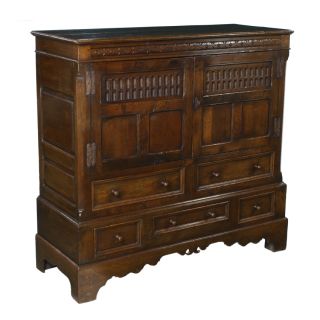 17THC Carved Oak Chest Clothes Press Cupboard Storage