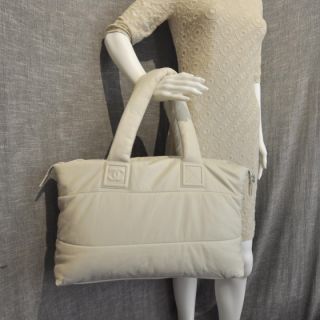 Chanel Lambskin Coco Cocoon Tote Bag Purse Ivory CC