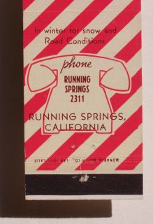 1950s Matchbook Lloyds Coffee Shop Running Springs CA