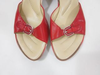 Claudia Ciuti Red Tan Buckle Sandals Shoes Heels Sz 8