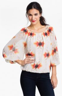 Vince Camuto Feathered Geo Peasant Blouse