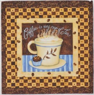 Coffee Is My Cup Tea 9 x 9 5 Quilt Block Square Susan Winget Cotton