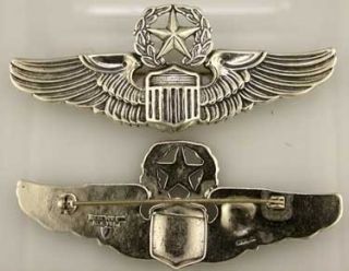 WWII Command Pilot Wings Sterling Silver Pin Back