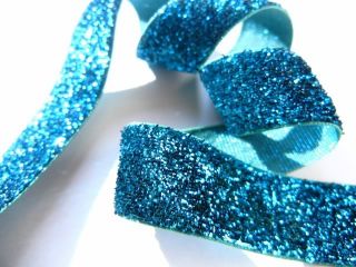 Yards 3 4 inch Turquoise Glitter Ribbon Cheer Bows