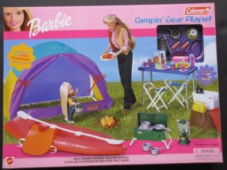 New Barbie Camping Gear Playset Coleman Tent Kayak 2001