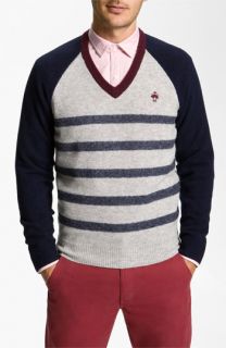 Brooks Brothers Stripe V Neck Sweater
